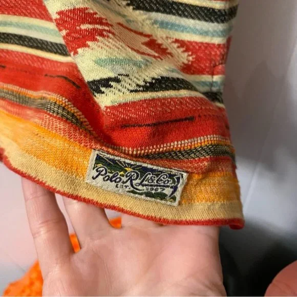 Vintage Polo Ralph Lauren Aztec 100% Cotton Southwestern Polo Shirt - Picture 11 of 12